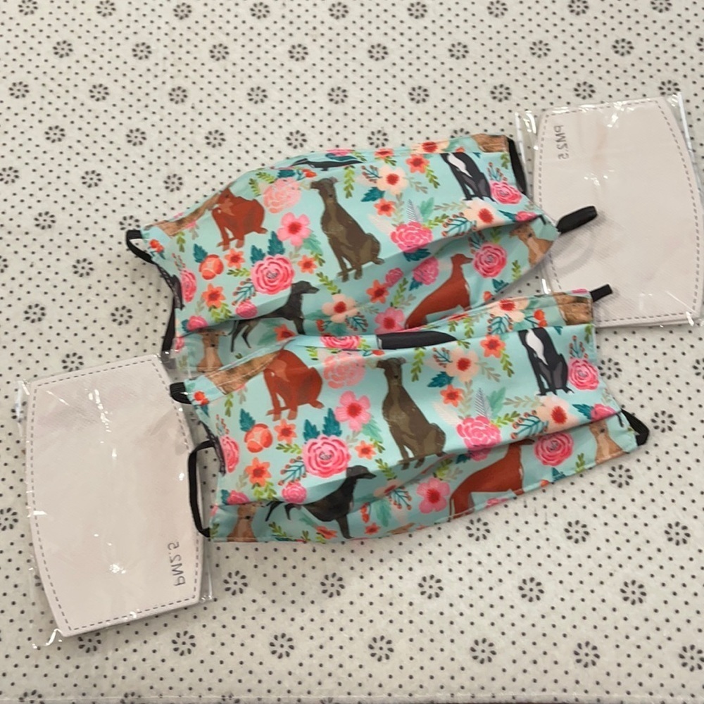 6/$20 New set/2 Floral dog face masks